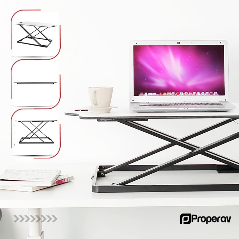 Ergonest Sit-Stand Desk Converter – Gas Spring, White
