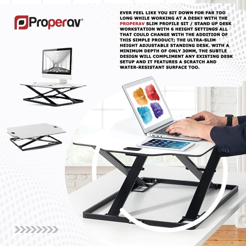 Ergonest Sit-Stand Desk Converter – Gas Spring, White