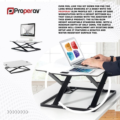 Ergonest Sit-Stand Desk Converter – Gas Spring, White