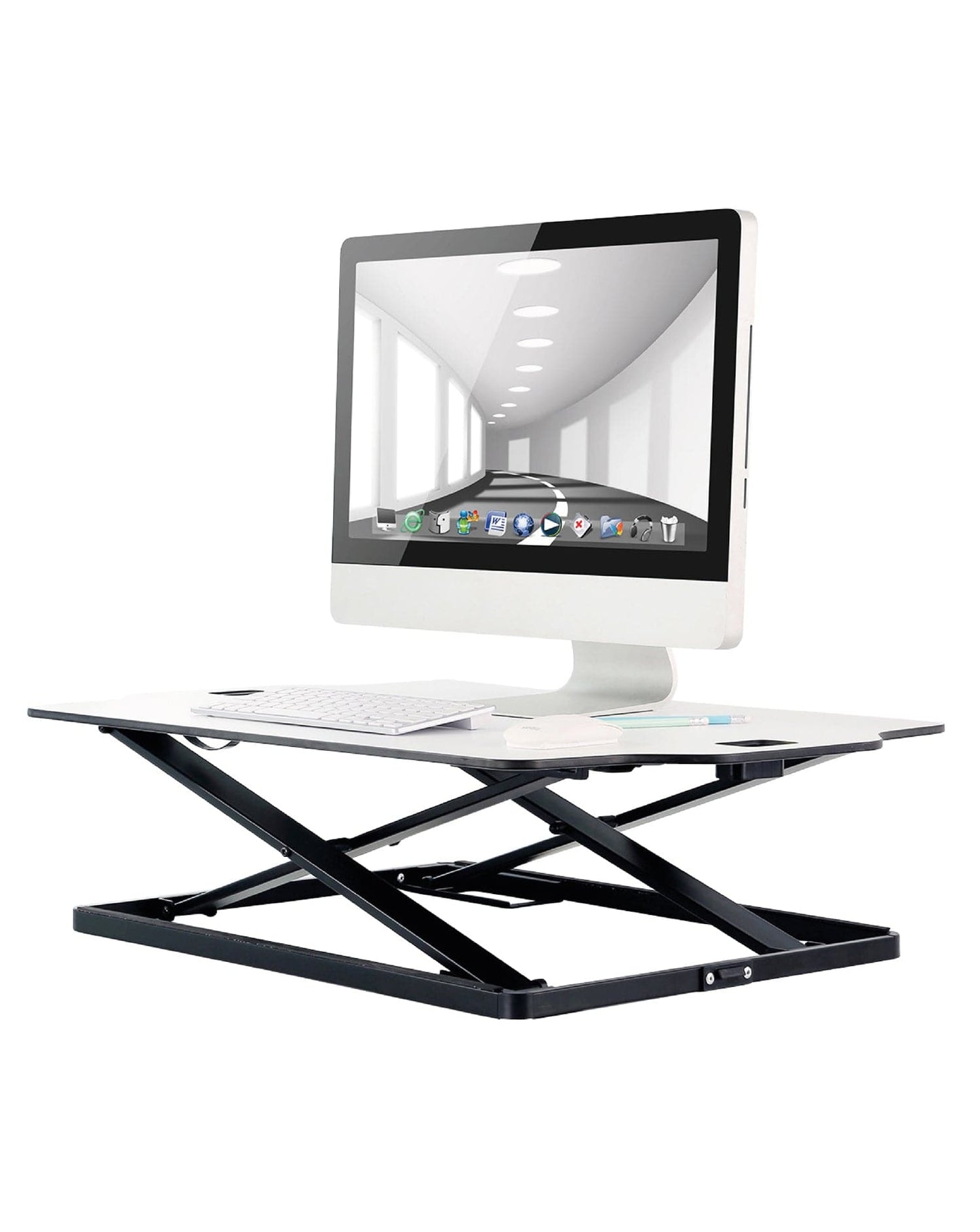 Ergonest Sit-Stand Desk Converter – Gas Spring, White