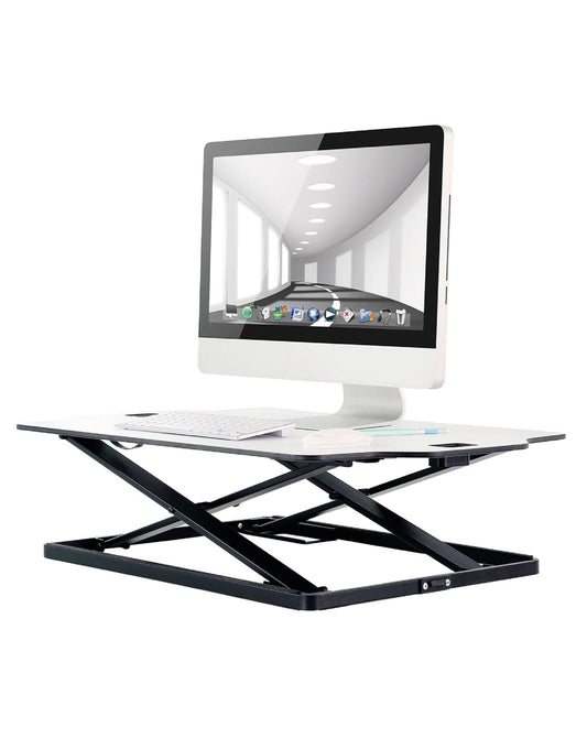 Sit-stand desk converter, gas spring, white