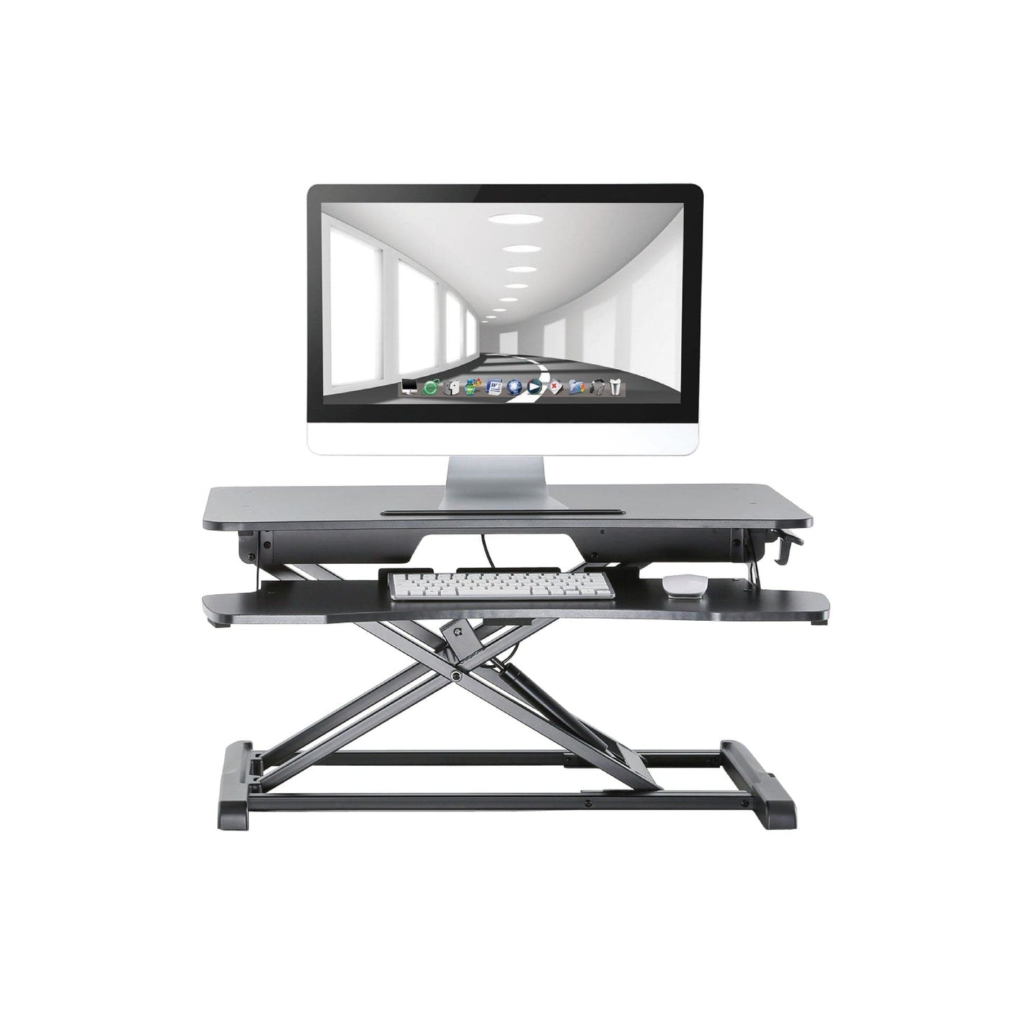 Ergonest Two-Tier Sit-Stand Desk Converter – Gas Spring, Black