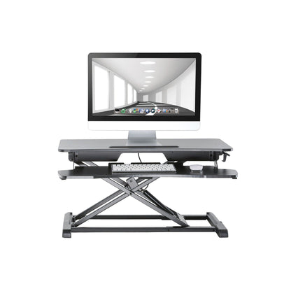 Ergonest Two-Tier Sit-Stand Desk Converter – Gas Spring, Black