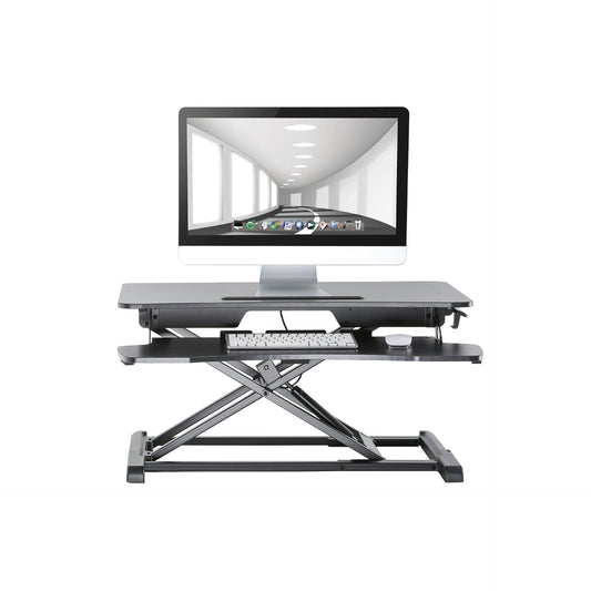 Two-tier sit-stand desk converter, black