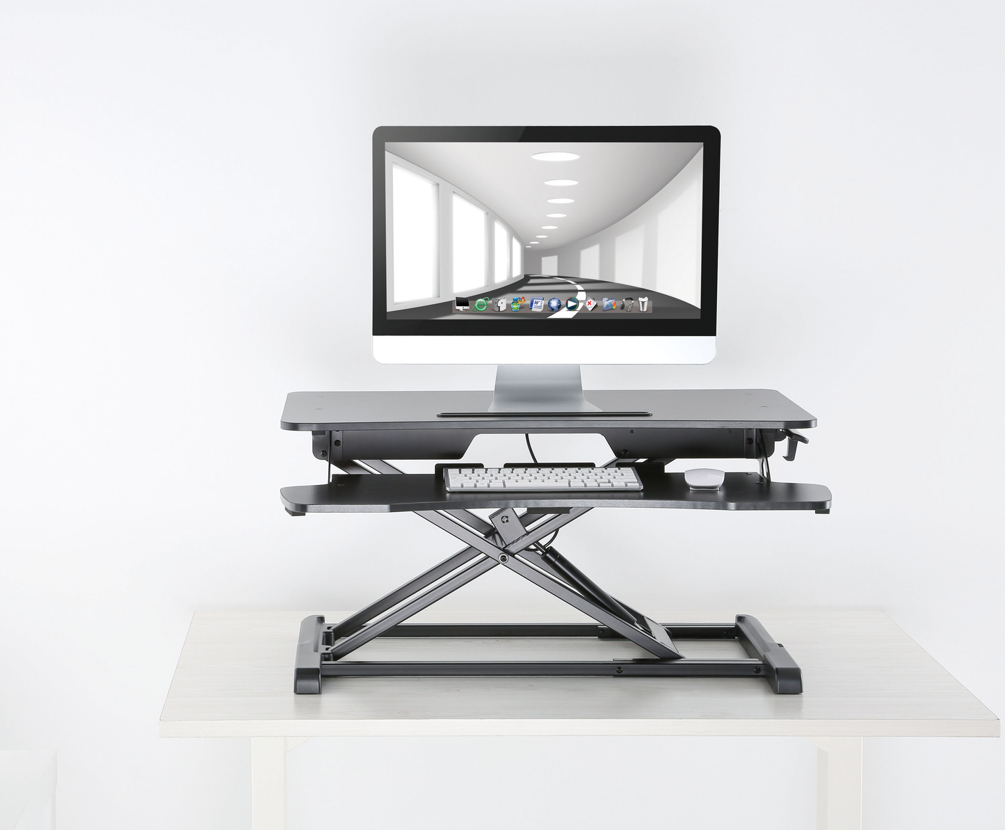 Ergonest Two-Tier Sit-Stand Desk Converter – Gas Spring, Black