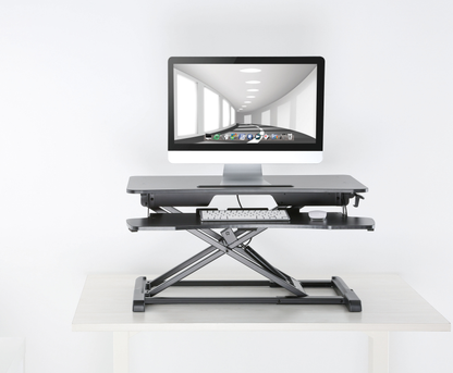 Ergonest Two-Tier Sit-Stand Desk Converter – Gas Spring, Black