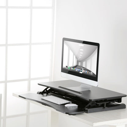 Ergonest Two-Tier Sit-Stand Desk Converter – Gas Spring, Black