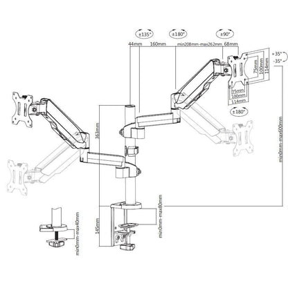 Ergonest Extra-Height Dual Monitor Arm – Articulated (17–32 in)