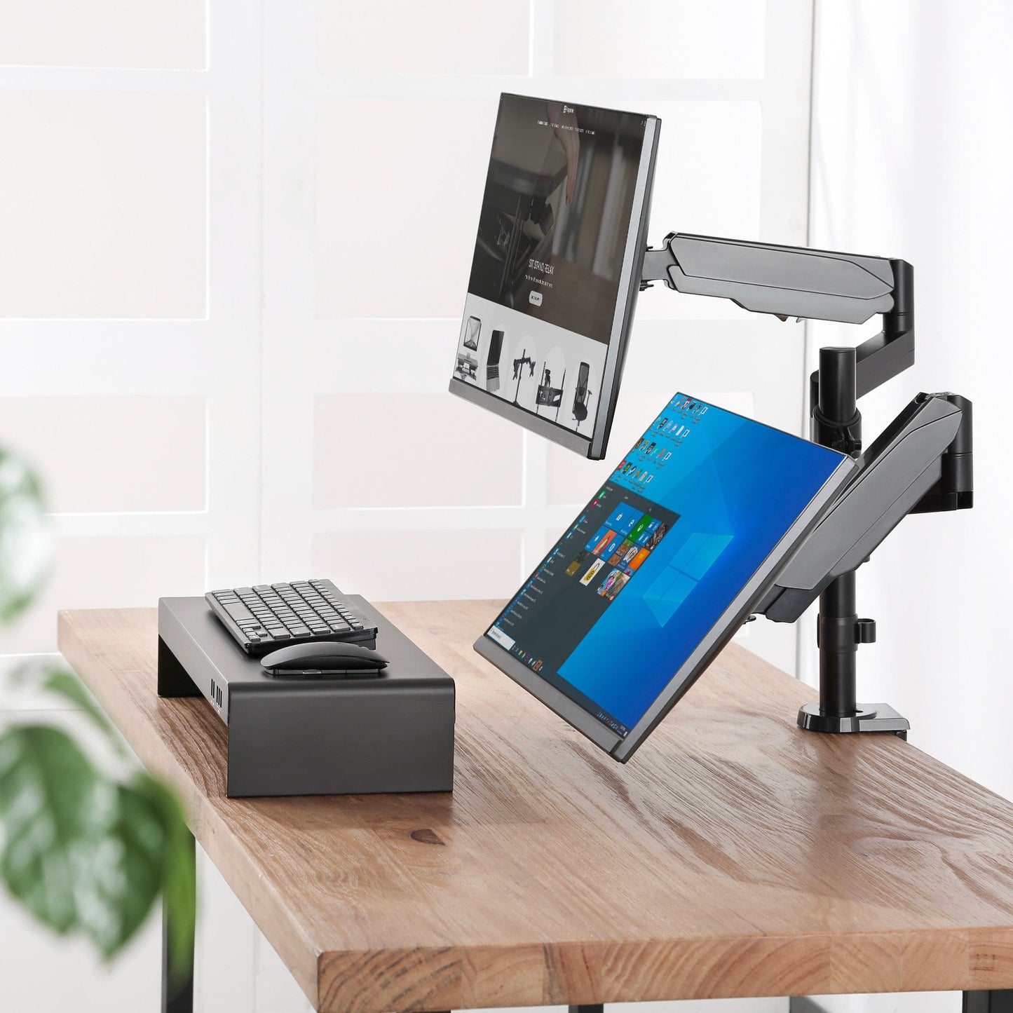 Ergonest Extra-Height Dual Monitor Arm – Articulated (17–32 in)