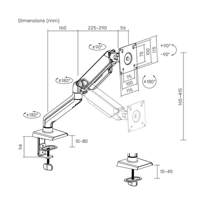 Ergonest Monitor Arm – Gas Spring Swing Arm (17–32 in)