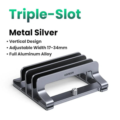 Ergonest Vertical Laptop Stand – Triple-Slot Aluminium