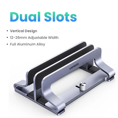 Ergonest Foldable Vertical Laptop Stand – Aluminium (up to 17 in)