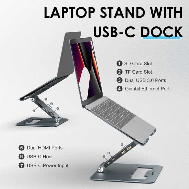 Ergonest Portable Aluminium Laptop Stand with USB-C Docking Station