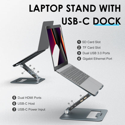 Ergonest Portable Aluminium Laptop Stand with USB-C Docking Station