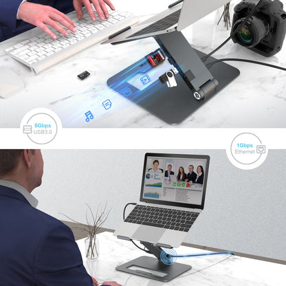 Ergonest Portable Aluminium Laptop Stand with USB-C Docking Station
