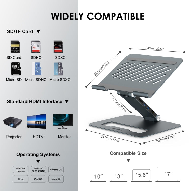 Ergonest Portable Aluminium Laptop Stand with USB-C Docking Station