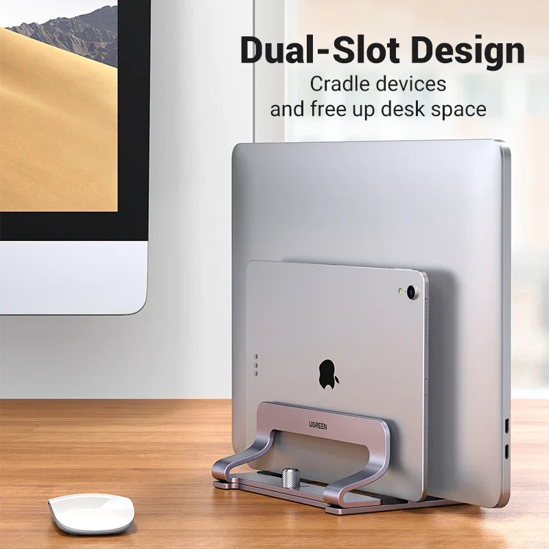 Ergonest Foldable Vertical Laptop Stand – Aluminium (up to 17 in)