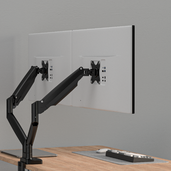 Ergonomic Gas Assisted Flat Screen Twin Monitor Arms