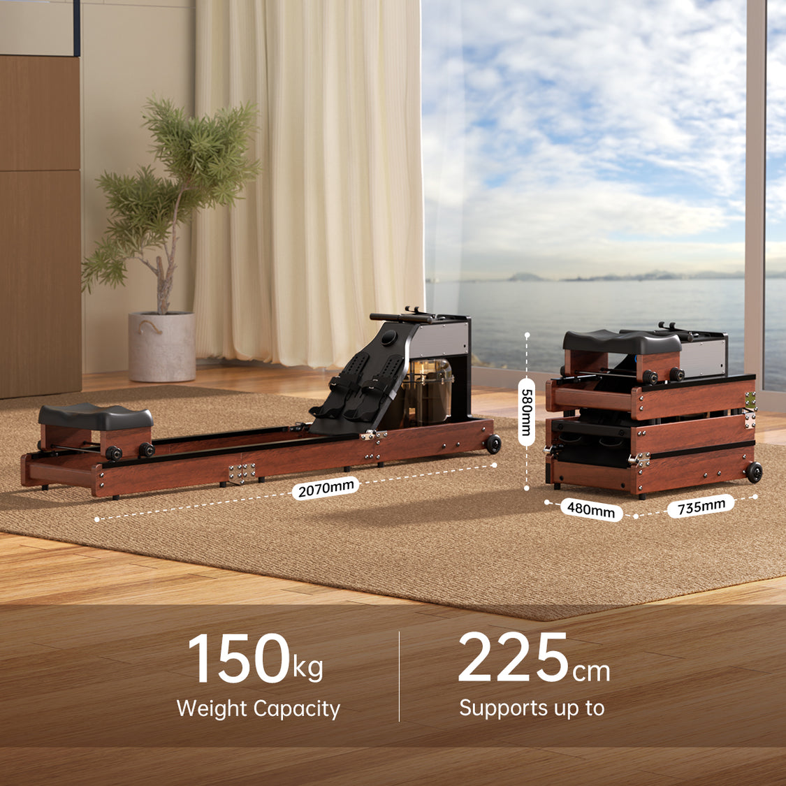 King Smith Fitness WM10 Foldable Water & Magnetic Rowing Machine