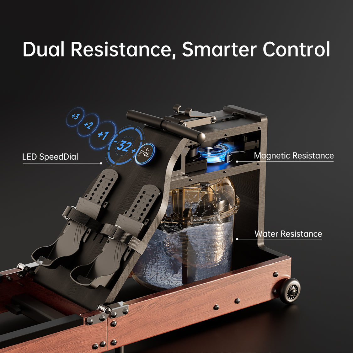 King Smith Fitness WM10 Foldable Water & Magnetic Rowing Machine