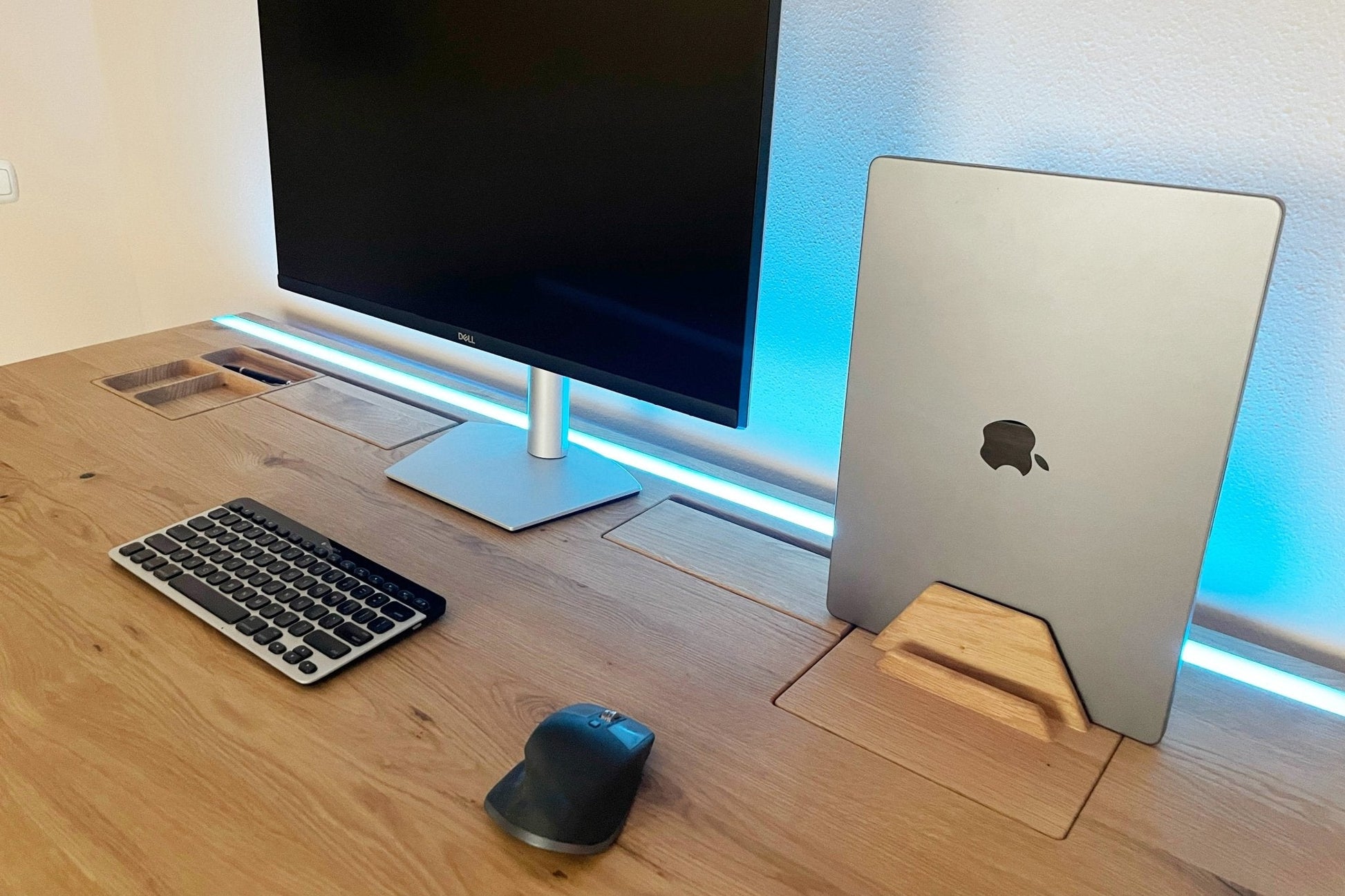 ErgoHide epoxy LED desk setup