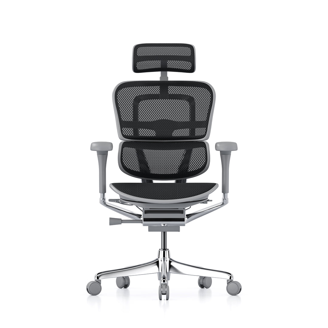 Ergohuman Office Chair- Black Mesh Office Chair Ergohuman With Headrest Grey