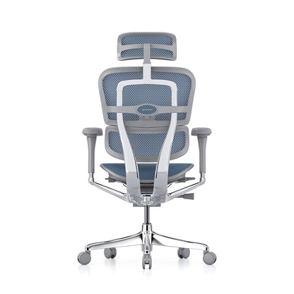 Ergohuman Office Chair- Blue Mesh Office Chair Ergohuman With Headrest Grey