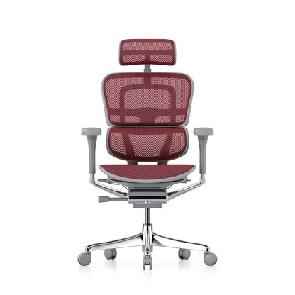 Ergohuman Office Chair- Red Mesh Office Chair Ergohuman With Headrest Grey