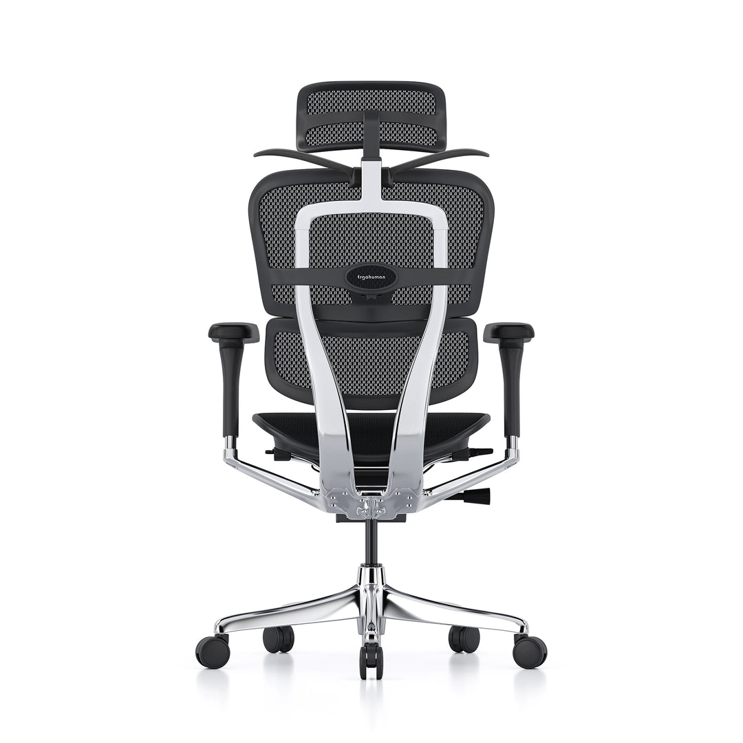 Ergohuman Office Chair- Black Mesh Office Chair Ergohuman With Headrest + Coat Hanger Black