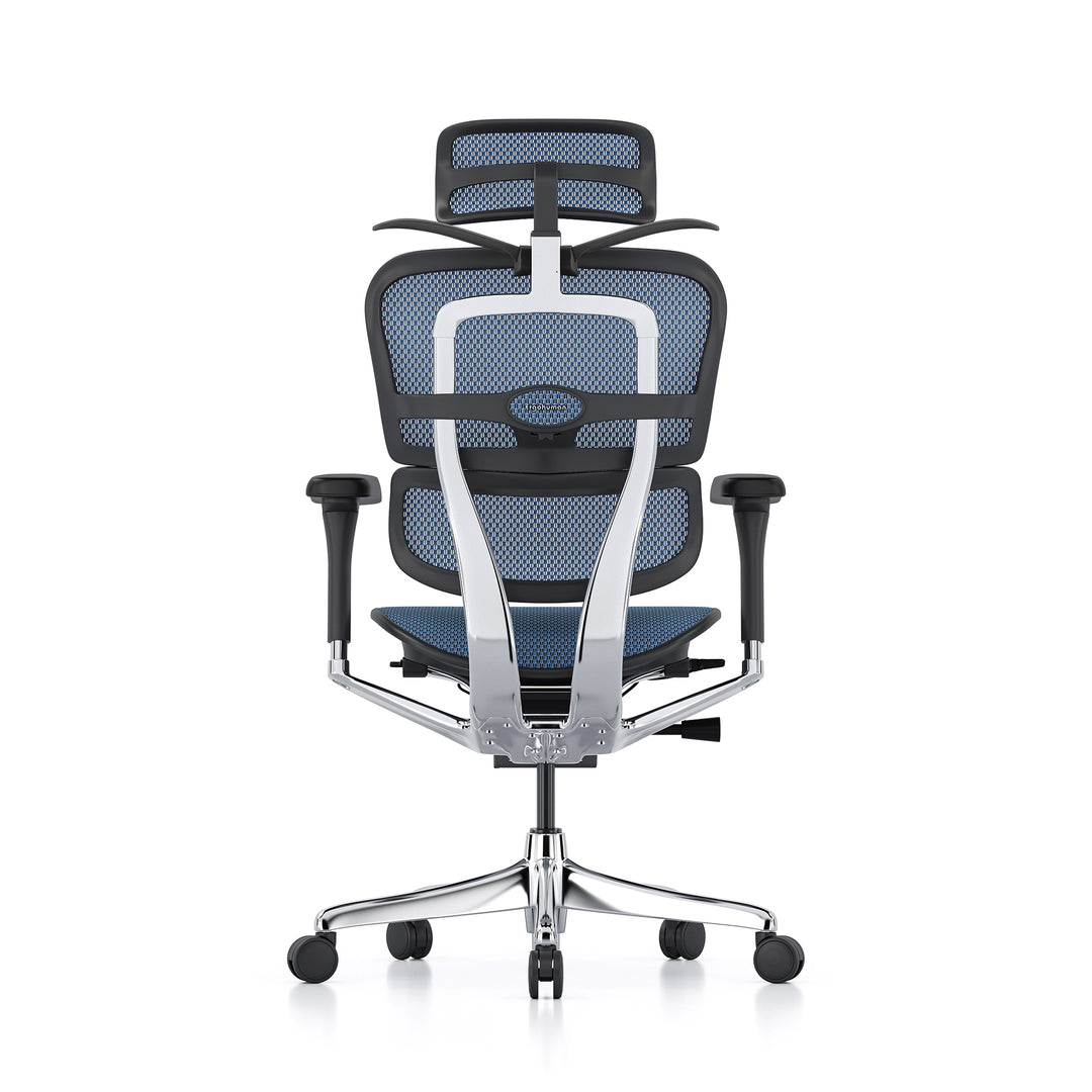 Ergohuman Office Chair- Blue Mesh Office Chair Ergohuman With Headrest + Coat Hanger Black