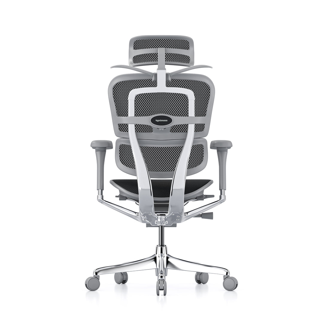 Ergohuman Office Chair- Black Mesh Office Chair Ergohuman With Headrest + Coat Hanger Grey