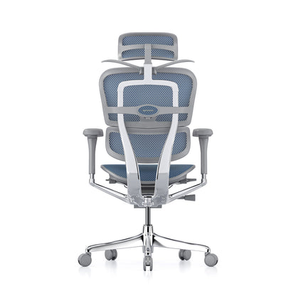 Ergohuman Office Chair- Blue Mesh Office Chair Ergohuman With Headrest + Coat Hanger Grey
