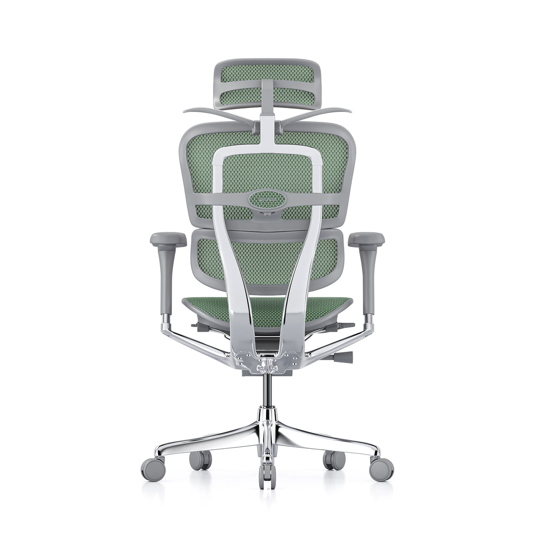 Ergohuman Office Chair- Green Mesh Office Chair Ergohuman With Headrest + Coat Hanger Grey