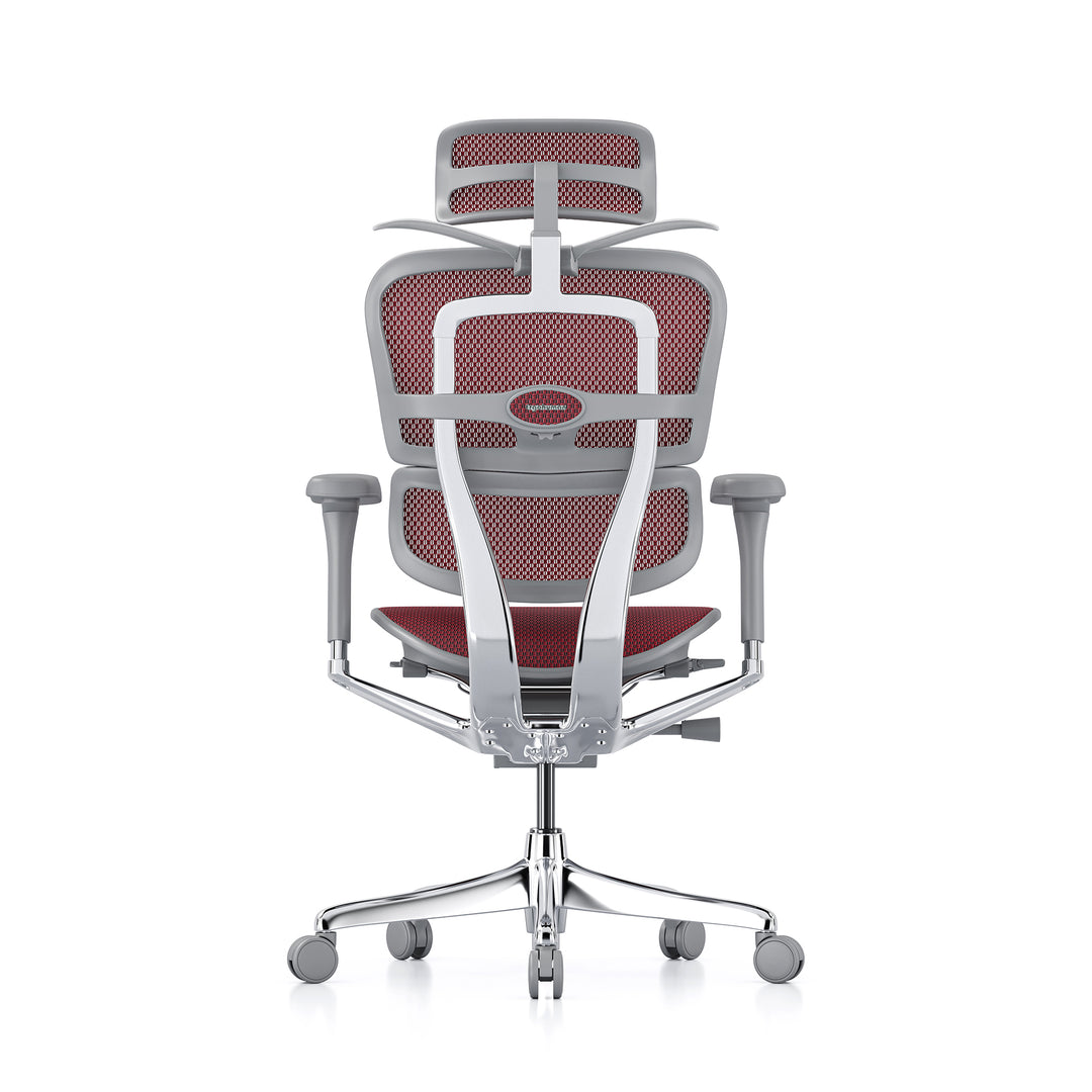 Ergohuman Office Chair- Red Mesh Office Chair Ergohuman With Headrest + Coat Hanger Grey