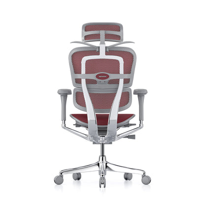 Ergohuman Office Chair- Red Mesh Office Chair Ergohuman With Headrest + Coat Hanger Grey