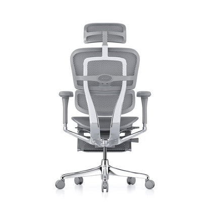 Ergohuman Office Chair- Grey Mesh Office Chair Ergohuman With Headrest + Legrest Grey