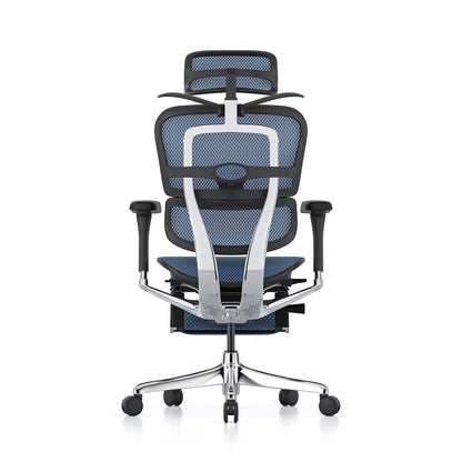 Ergohuman Office Chair- Blue Mesh Office Chair Ergohuman With Headrest + Coat Hanger + Legrest Black