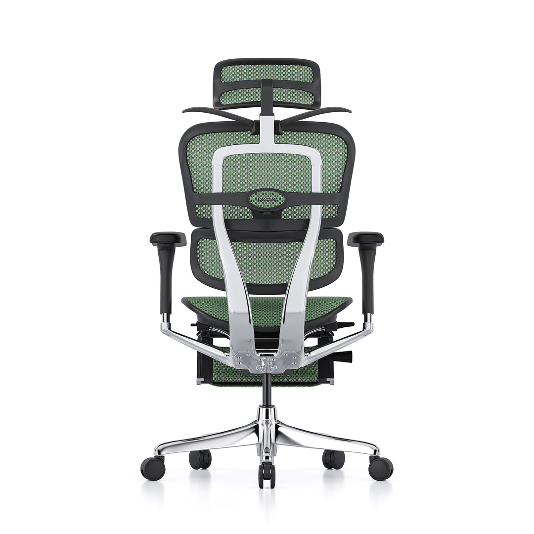 Ergohuman Office Chair- Green Mesh Office Chair Ergohuman With Headrest + Coat Hanger + Legrest Black
