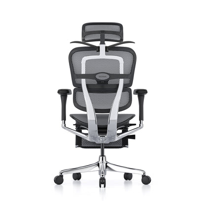 Ergohuman Office Chair- Grey Mesh Office Chair Ergohuman With Headrest + Coat Hanger + Legrest Black
