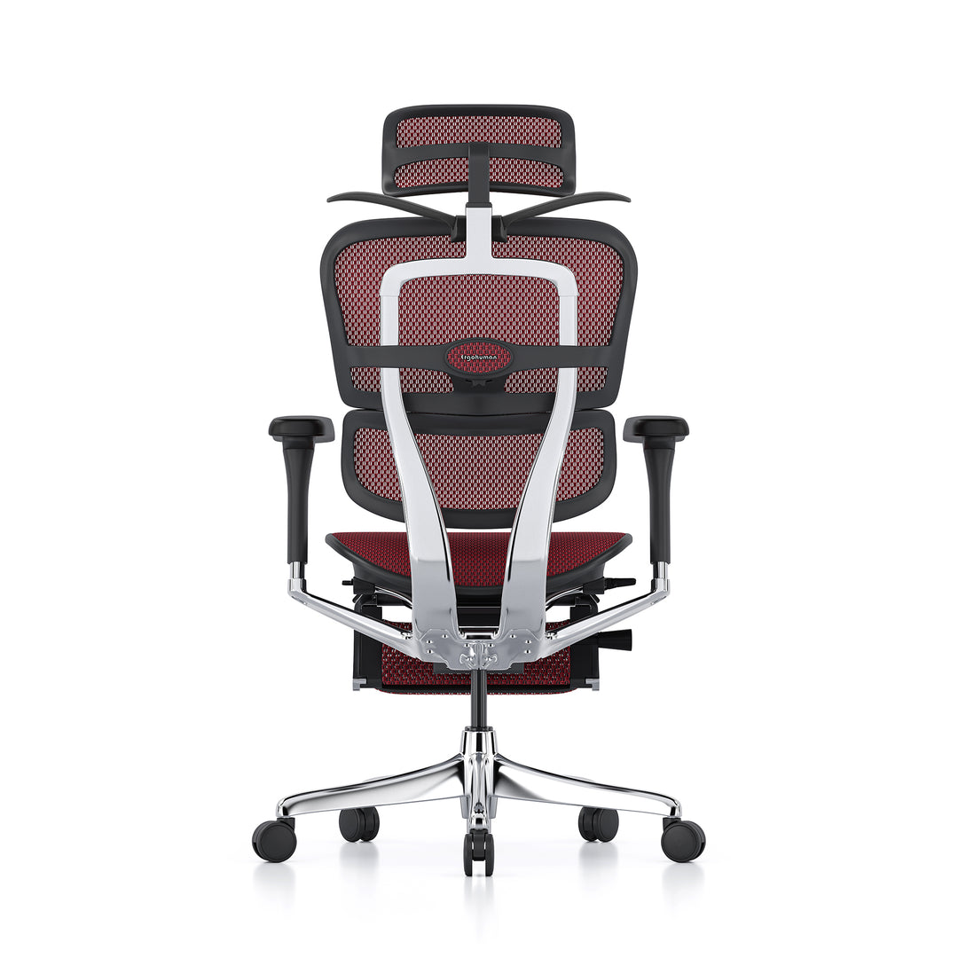 Ergohuman Office Chair- Red Mesh Office Chair Ergohuman With Headrest + Coat Hanger + Legrest Black