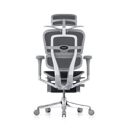 Ergohuman Office Chair- Black Mesh Office Chair Ergohuman With Headrest + Coat Hanger + Legrest Grey