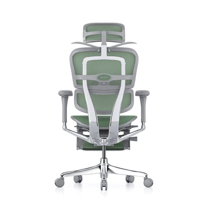 Ergohuman Office Chair- Green Mesh Office Chair Ergohuman With Headrest + Coat Hanger + Legrest Grey