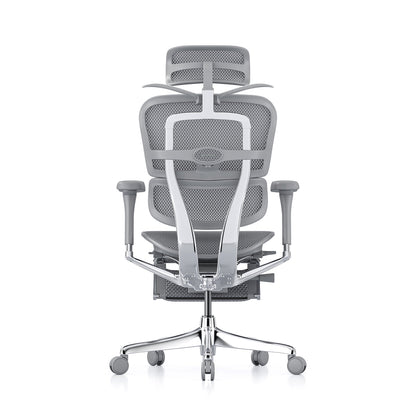 Ergohuman Office Chair- Grey Mesh Office Chair Ergohuman With Headrest + Coat Hanger + Legrest Grey