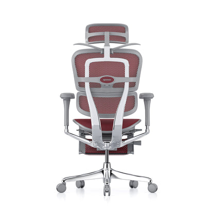 Ergohuman Office Chair- Red Mesh Office Chair Ergohuman With Headrest + Coat Hanger + Legrest Grey