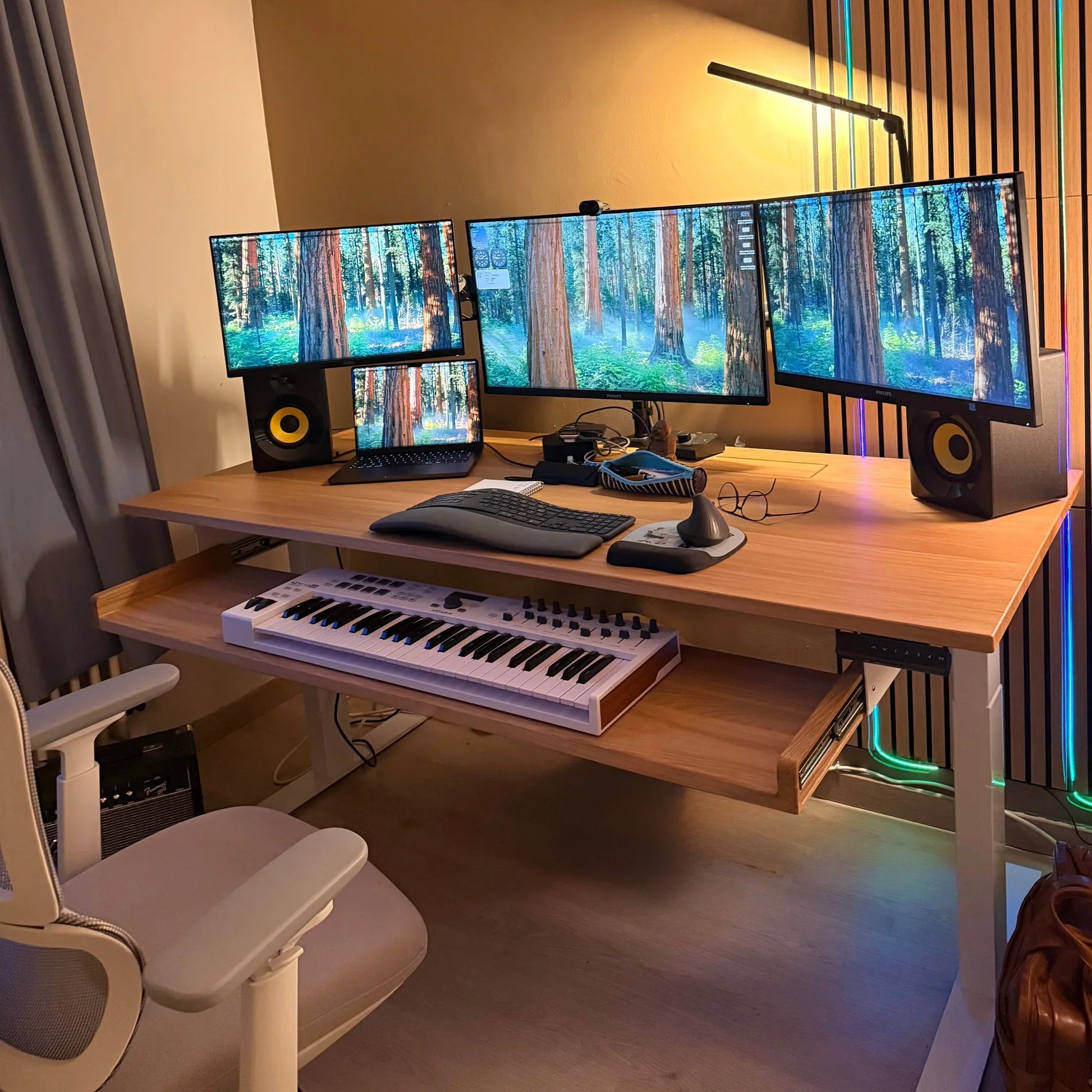 ErgoHide oak cable space desk room lifestyle