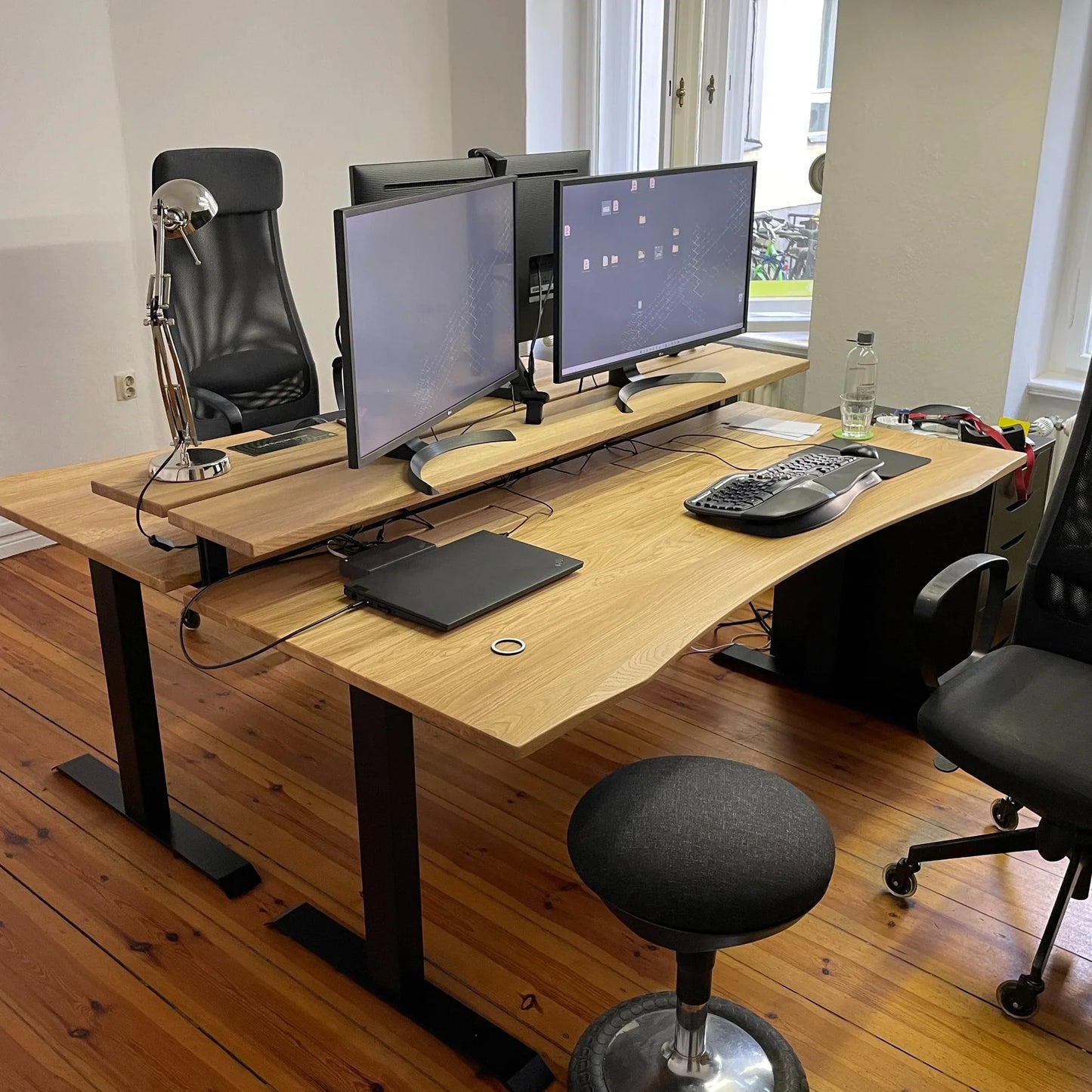 ErgoHide oak cable space desk workspace