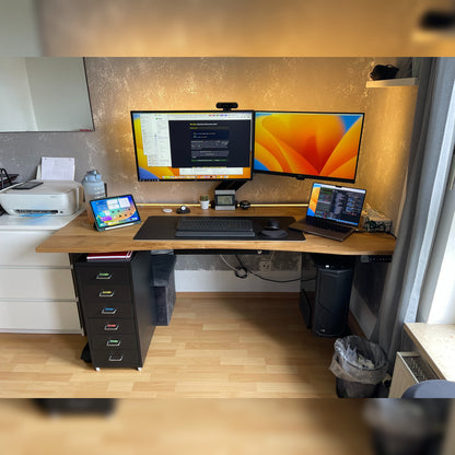 ErgoHide oak cable space desk with LED light