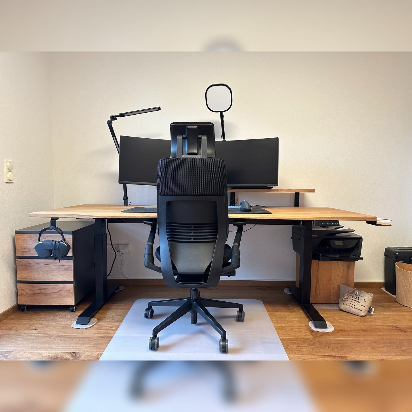 ErgoHide oak cable space desk large setup