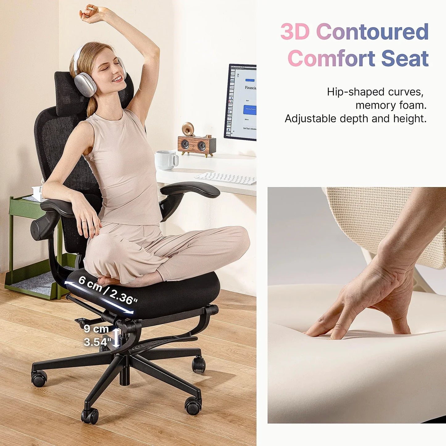 Hinomi Q2 Ergonomic Office Chair with Complimentary Footrest – The Next Generation of the Q1