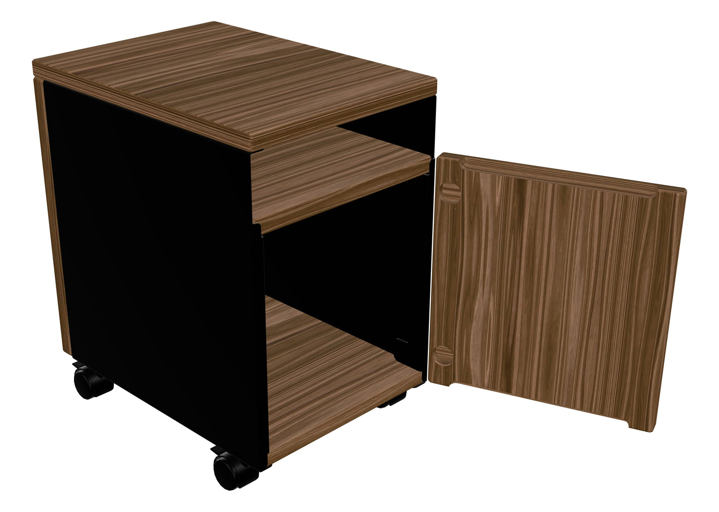 ErgoHide Mobile Cabinet Walnut Black